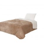 Koc na łóżko w kolorach brązowym i kremowym